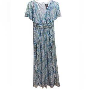 NWT Adrianna Papell Floral Maxi Dress in Blue and Green